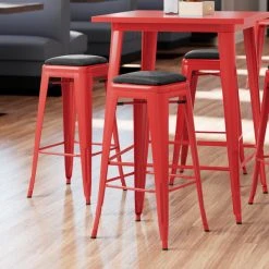 Best deal 😉 LT&S Alloy Series Lancaster Table & Seating Alloy Series Red Metal Indoor Barstool With Black Vinyl Cushion 😍