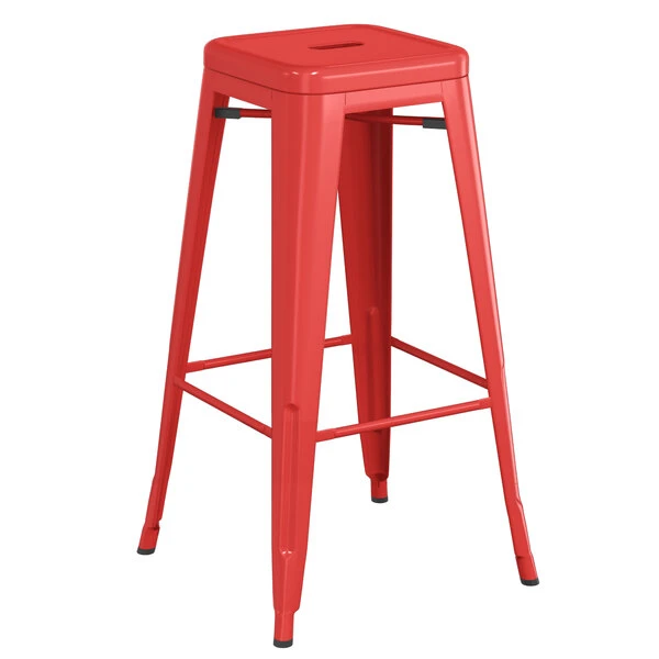 Brand new ✔️ LT&S Alloy Series Lancaster Table & Seating Alloy Series Red Metal Indoor Barstool With White Vinyl Cushion 🔥 - Image 3
