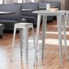 Buy 🌟 LT&S Alloy Series Lancaster Table & Seating Alloy Series Silver Stackable Metal Indoor Industrial Barstool With Gray Wood Seat 😉