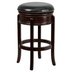 Cheapest 🔥 Flash Furniture TA-68829-CA-GG Cappuccino Wood Bar Height Stool With Black Leather Swivel Seat ❤️