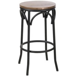 Coupon 💯 BFM Seating JS800BASH-SB Henry Sand Black Steel Bar Stool With Autumn Ash Wooden Seat 👏