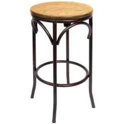 Cheap 🛒 BFM Seating JS800BNTW-RU Henry Distressed Rustic Clear 🧥 Coated Steel Bar Stool With Natural Ash Wooden Seat 🥰