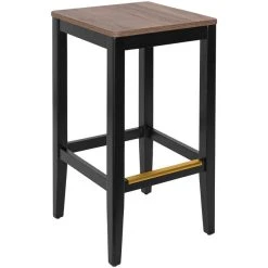 Cheap 🎁 BFM Seating Stockton Black Beechwood Square Backless Barstool With Relic Knotty Pine Seat ⌛