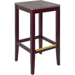 Best Pirce ⭐ BFM Seating Stockton Dark Mahogany Beechwood Square Backless Barstool With Relic Chestnut Seat 🥰