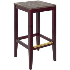 New 😀 BFM Seating Stockton Dark Mahogany Beechwood Square Backless Barstool With Relic Farmhouse Seat ⭐