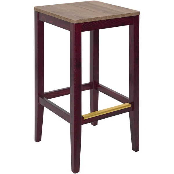 Coupon 🔔 BFM Seating Stockton Dark Mahogany Beechwood Square Backless Barstool With Relic Knotty Pine Seat 🌟