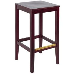 Best Sale ✨ BFM Seating Stockton Dark Mahogany Beechwood Square Backless Barstool With Veneer Wood Seat 🥰