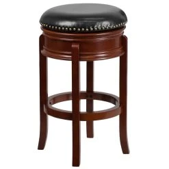 Best Pirce 🛒 Flash Furniture TA-68829-LC-GG Light Cherry Wood Bar Height Stool With Black Leather Swivel Seat ⭐