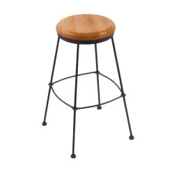 Best deal 💯 Holland Bar Stool 303030BWMedOak Black Wrinkle Steel Bar Height Stool With Medium Oak Wood Seat 🥰