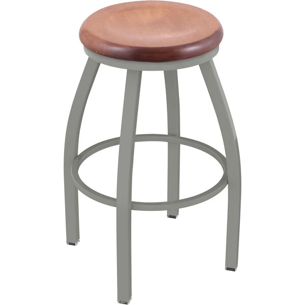 Cheapest 🔥 Holland Bar Stool XL 802 Misha 30" Ladderback Swivel Bar Stool With Anodized Nickel Finish And Medium Maple Seat 🎉
