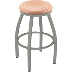 Best Sale 🥰 Holland Bar Stool XL 802 Misha 30" Ladderback Swivel Bar Stool With Anodized Nickel Finish And Natural Oak Seat ⌛