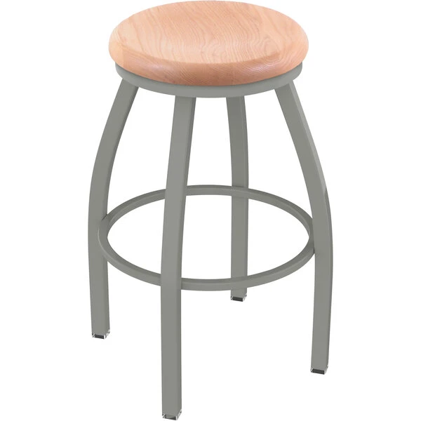 Best Sale 🥰 Holland Bar Stool XL 802 Misha 30" Ladderback Swivel Bar Stool With Anodized Nickel Finish And Natural Oak Seat ⌛
