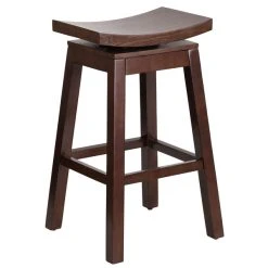 Discount 🎁 Flash Furniture TA-SADDLE-1-GG Cappuccino Wood Bar Height Stool With Auto Swivel Seat 🔥
