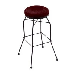Best Sale 😍 Holland Bar Stool 302030BWDCOak Black Wrinkle Steel Bar Height Swivel Stool With Dark Cherry Oak Wood Seat 🧨