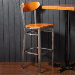 Best Pirce 😉 LT&S Boomerang Series Lancaster Table & Seating Boomerang Bar Height Clear 🧥 Coat Chair With Cherry Seat And Back 🛒