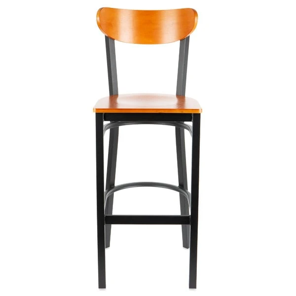 Cheapest 💯 LT&S Boomerang Series Lancaster Table & Seating Boomerang Bar Height Black Chair With Cherry Seat And Back 👍 - Image 4