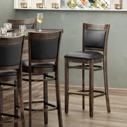 Best deal 🌟 Lancaster Table & Seating Sofia Vintage Finish Upholstered Back Bar Height Chair With Black Padded Seat 🔔