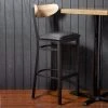Brand new 👏 LT&S Boomerang Series Lancaster Table & Seating Boomerang Bar Height Black Chair With Black Vinyl Seat And Driftwood Back ❤️