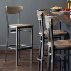 Discount 🎁 LT&S Boomerang Series Lancaster Table & Seating Boomerang Bar Height Clear 🧥 Coat Chair With Driftwood Seat And Back ✔️