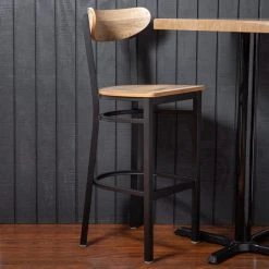 Coupon 💯 LT&S Boomerang Series Lancaster Table & Seating Boomerang Bar Height Black Chair With Driftwood Seat And Back 😉