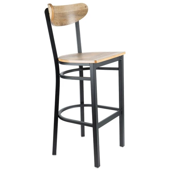 Coupon 💯 LT&S Boomerang Series Lancaster Table & Seating Boomerang Bar Height Black Chair With Driftwood Seat And Back 😉 - Image 2