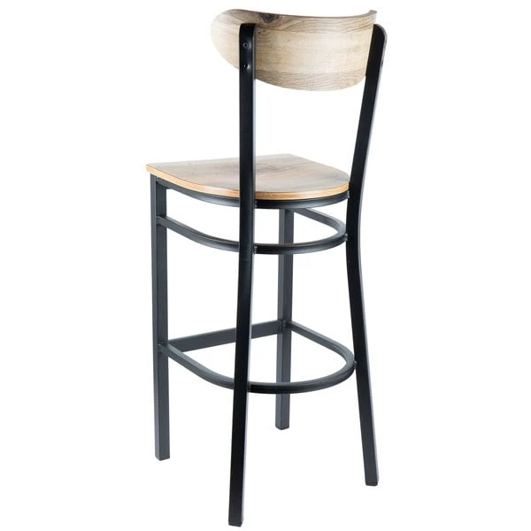 Coupon 💯 LT&S Boomerang Series Lancaster Table & Seating Boomerang Bar Height Black Chair With Driftwood Seat And Back 😉 - Image 3