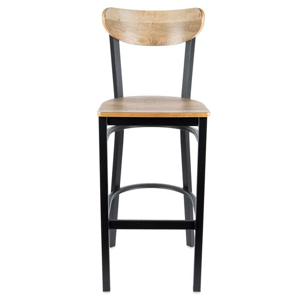 Coupon 💯 LT&S Boomerang Series Lancaster Table & Seating Boomerang Bar Height Black Chair With Driftwood Seat And Back 😉 - Image 4