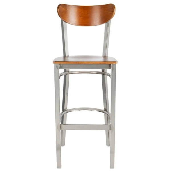 Cheapest ๐ฅฐ LT&S Boomerang Series Lancaster Table & Seating Boomerang Bar Height Clear ๐งฅ Coat Chair With Antique Walnut Seat And Back ๐ - Image 4