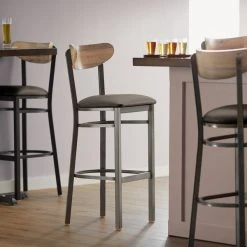 Best reviews of 🎁 LT&S Boomerang Series Lancaster Table & Seating Boomerang Bar Height Clear 🧥 Coat Chair With Taupe Vinyl Seat And Driftwood Back 🌟