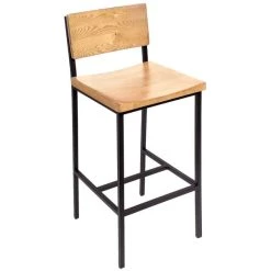 Best Pirce 👏 BFM Seating JS33BNTW-SB Memphis Sand Black Steel Bar Height Chair With Natural Ash Wooden Back And Seat 😉