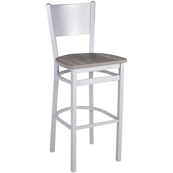 Buy 🔔 BFM Seating 2140BCSR-SM Axel Silver Mist Steel Solid Back Barstool With Relic Chestnut Melamine Seat ✨