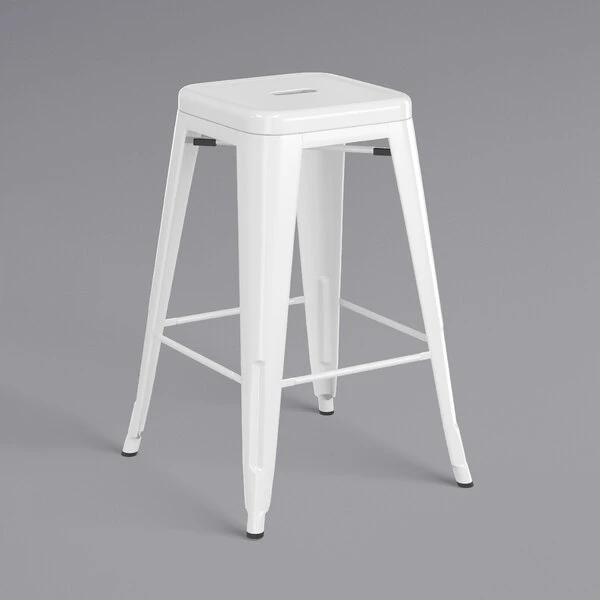Best deal ๐ LT&S Alloy Series Lancaster Table & Seating Alloy Series White Metal Indoor Industrial Cafe Counter Height Stool With Gray Wood Seat ๐ - Image 3