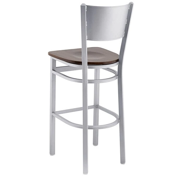 Deals 🔔 BFM Seating 2140BWAW-SM Axel Silver Mist Steel Bar Height Chair With Walnut Wood Seat ❤️ - Image 3