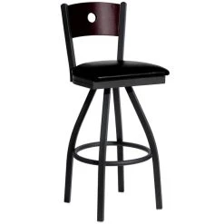 Deals ✨ BFM Seating 2152SBLV-MHSB Darby Sand Black Metal Bar Height Chair With Mahogany Wooden Back And 2" Black Vinyl Swivel Seat 👏