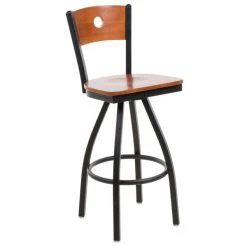 Budget ✨ BFM Seating 2152SCHW-CHSB Darby Sand Black Metal Bar Height Chair With Cherry Wooden Back And Swivel Seat 👍