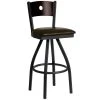 Cheapest 🎁 BFM Seating 2152SDBV-WASB Darby Sand Black Metal Bar Height Chair With Walnut Wooden Back And 2" Dark Brown Vinyl Swivel Seat 😉