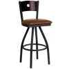 New 💯 BFM Seating 2152SLBV-MHSB Darby Sand Black Metal Bar Height Chair With Mahogany Wooden Back And 2" Light Brown Vinyl Swivel Seat 🔥