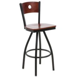 Best reviews of ⭐ BFM Seating 2152SMHW-MHSB Darby Sand Black Metal Bar Height Chair With Mahogany Wooden Back And Swivel Seat ⭐