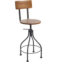 Best deal 🎉 BFM Seating JS22SASH-AACL Lincoln Screw Barstool With Clear 🧥 Coated Steel Frame And Autumn Ash Veneer Wood Back And Seat 🔔