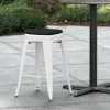 Coupon ⌛ LT&S Alloy Series Lancaster Table & Seating Alloy Series White Stackable Metal Indoor / Outdoor Industrial Cafe Counter Height Stool With Black Fabric Magnetic Cushion ⌛