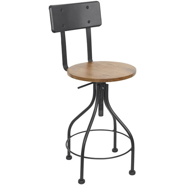 Coupon 🛒 BFM Seating Lincoln Screw Sand Black Steel Barstool With Autumn Ash Veneer Wood Seat 🔥