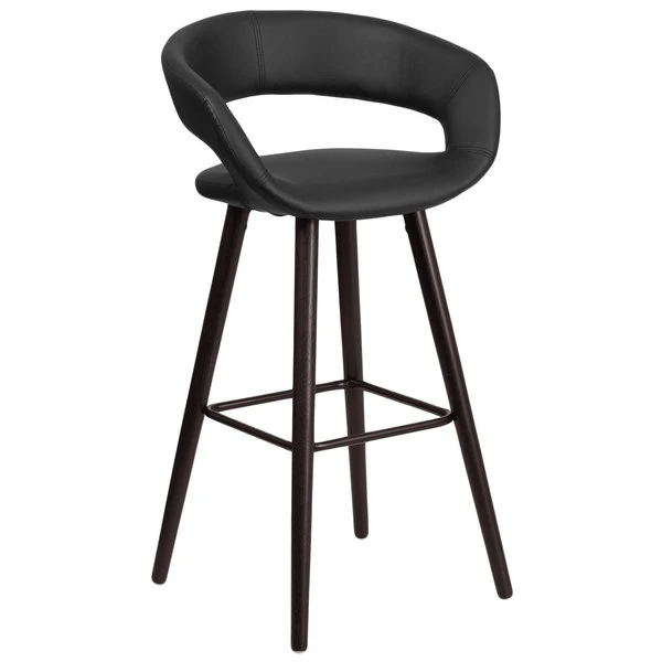 Coupon ๐ Flash Furniture CH-152560-BK-VY-GG Brynn Series Cappuccino Wood Bar Height Stool With Black Vinyl Seat ๐