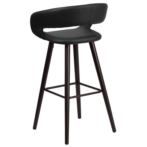 Coupon ๐ Flash Furniture CH-152560-BK-VY-GG Brynn Series Cappuccino Wood Bar Height Stool With Black Vinyl Seat ๐ - Image 2