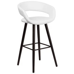 Cheap 🎉 Flash Furniture CH-152560-WH-VY-GG Brynn Series Cappuccino Wood Bar Height Stool With White Vinyl Seat 😀