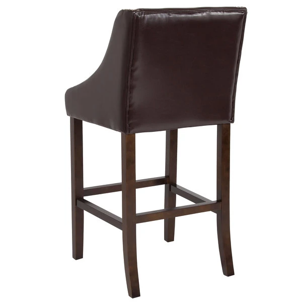 Budget 🌟 Flash Furniture CH-182020-30-BN-GG Carmel Series Brown Leather Bar Stool With Walnut Frame And Nail Trim Accent 👏 - Image 2