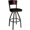 Cheap 👍 BFM Seating 2150SDBV-MHSB Dale Sand Black Metal Swivel Bar Height Chair With Mahogany Finish Wooden Back And 2" Dark Brown Vinyl Seat 💯