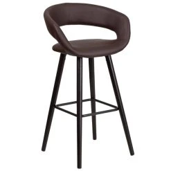 Deals โ๏ธ Flash Furniture CH-152560-BRN-VY-GG Brynn Series Cappuccino Wood Bar Height Stool With Brown Vinyl Seat ๐