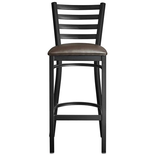 Budget โ Lancaster Table & Seating Black Frame Ladder Back Bar Height Chair With Dark Brown Padded Seat ๐ - Image 5
