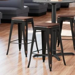 Best reviews of ๐งจ LT&S Alloy Series Lancaster Table & Seating Alloy Series Distressed Copper Metal Indoor Industrial Cafe Counter Height Stool With Walnut Wood Seat โ๏ธ