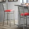 Deals 🛒 Lancaster Table & Seating Clear Frame Ladder Back Bar Height Chair With Red Padded Seat ❤️